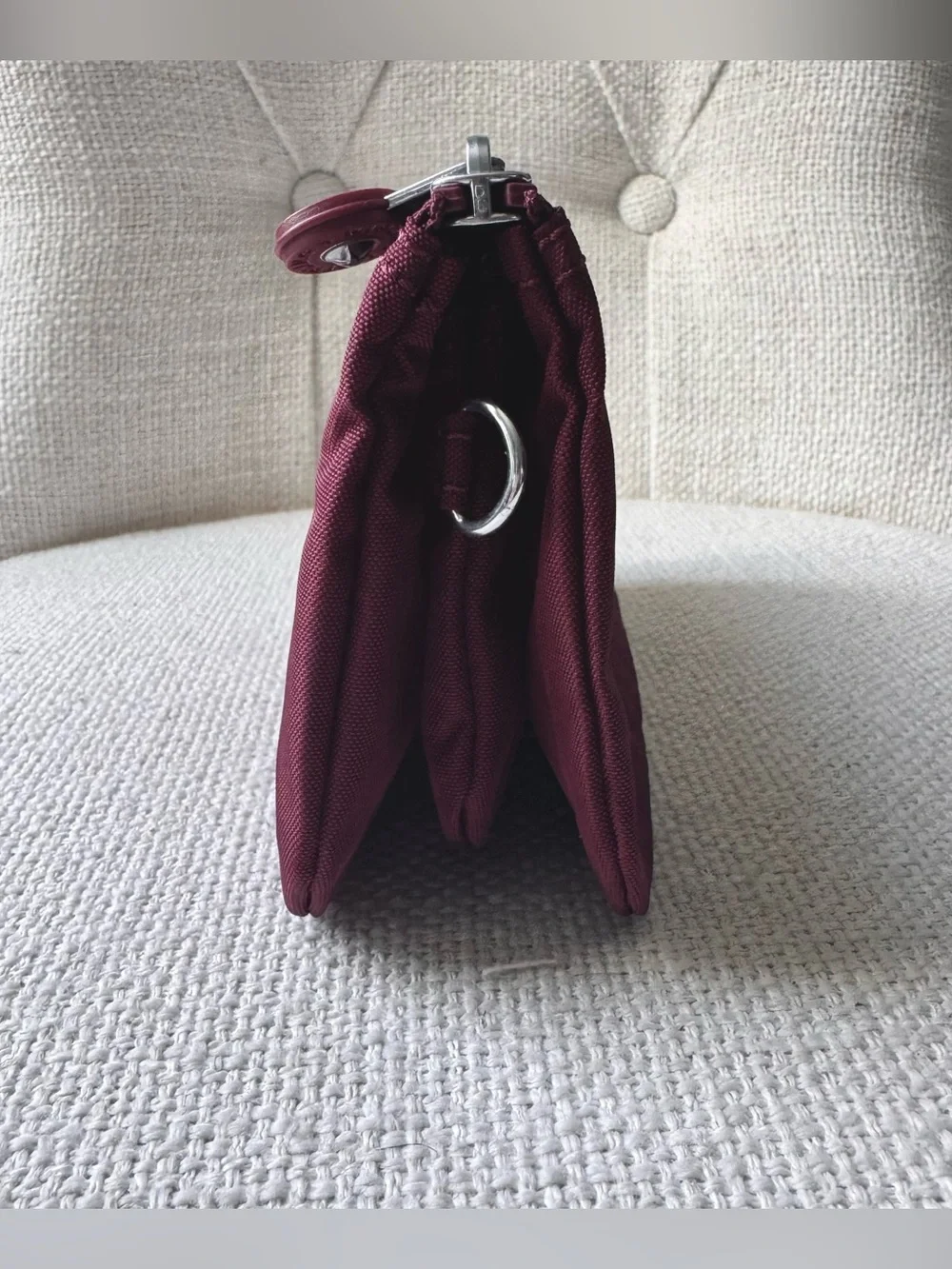Kipling Creativity Large Maroon Pouch with Embossed Logo